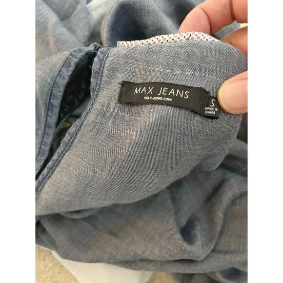 Max Jeans Sleeveless Chambray Tencil Denim Lightweight Shift Dress with Trim - Picture 11 of 13